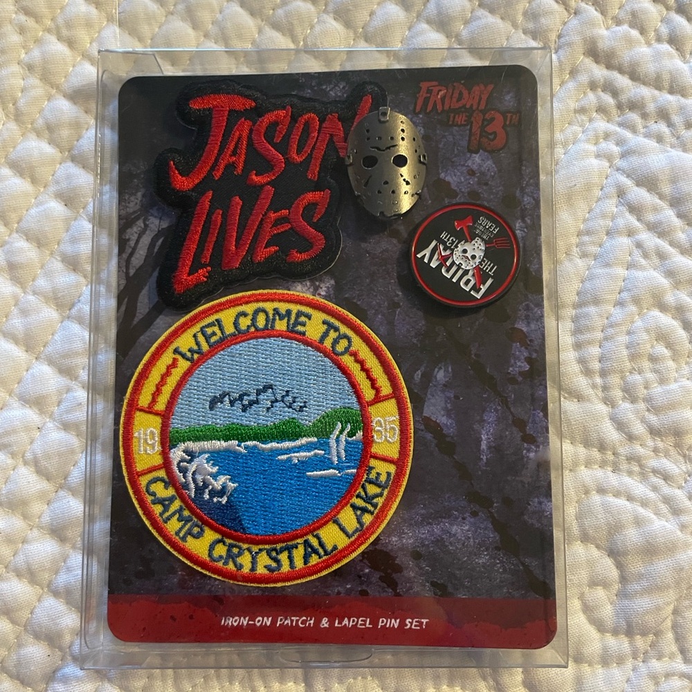 Friday the 13th Iron-On Patch and Lapel Pin Set